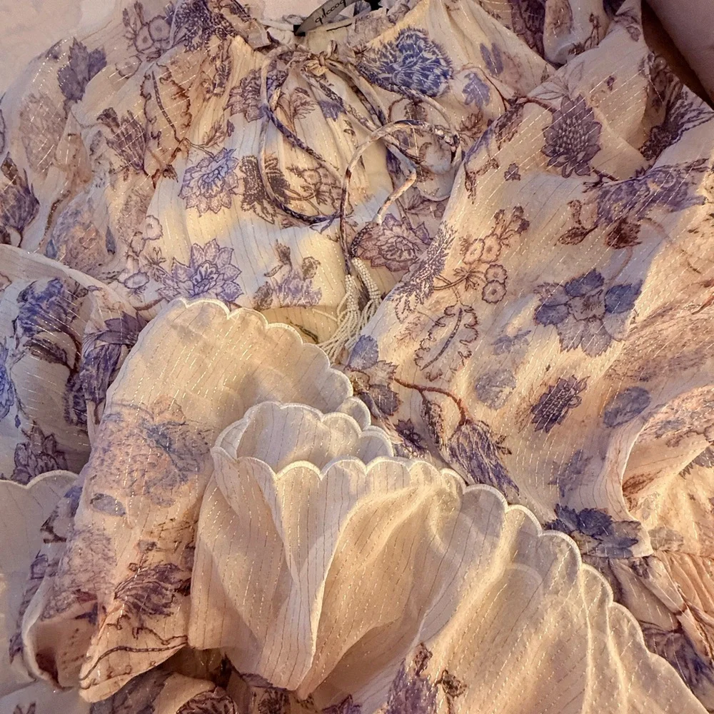 Floral Maxi Dress in Purple and Cream - Picture 15 of 15